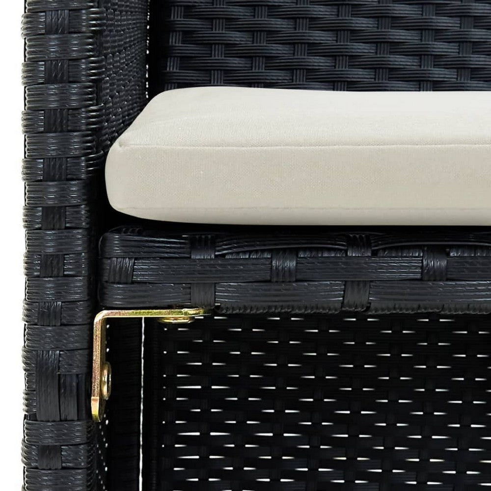Naha Outdoor Sofa | 39’’ | Black Wicker Rattan Frame | Beige Padded Seat BM340573