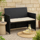 Naha Outdoor Sofa | 39" | Black Wicker Rattan Frame | Beige Padded Seat