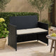 Naha Outdoor Sofa | 39" | Black Wicker Rattan Frame | Beige Padded Seat