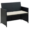 Naha Outdoor Sofa | 39" | Black Wicker Rattan Frame | Beige Padded Seat