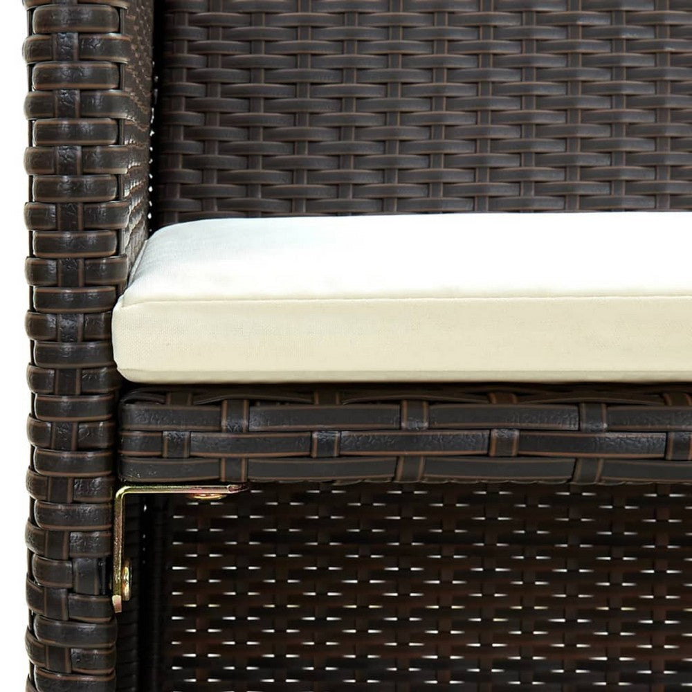 Naha Outdoor Sofa | 39’’ | Brown Wicker Rattan Frame | Cream Padded Seat BM340574