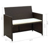Naha Outdoor Sofa | 39’’ | Brown Wicker Rattan Frame | Cream Padded Seat BM340574