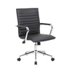 Kenny Commercial Grade Rolling Office Armchair Chrome Arms | Black Vinyl BM340707