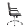 Kenny Commercial Grade Rolling Office Armchair Chrome Arms | Black Vinyl BM340707