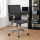 Kenny Commercial Grade Rolling Office Armchair Chrome Arms | Black Vinyl BM340707