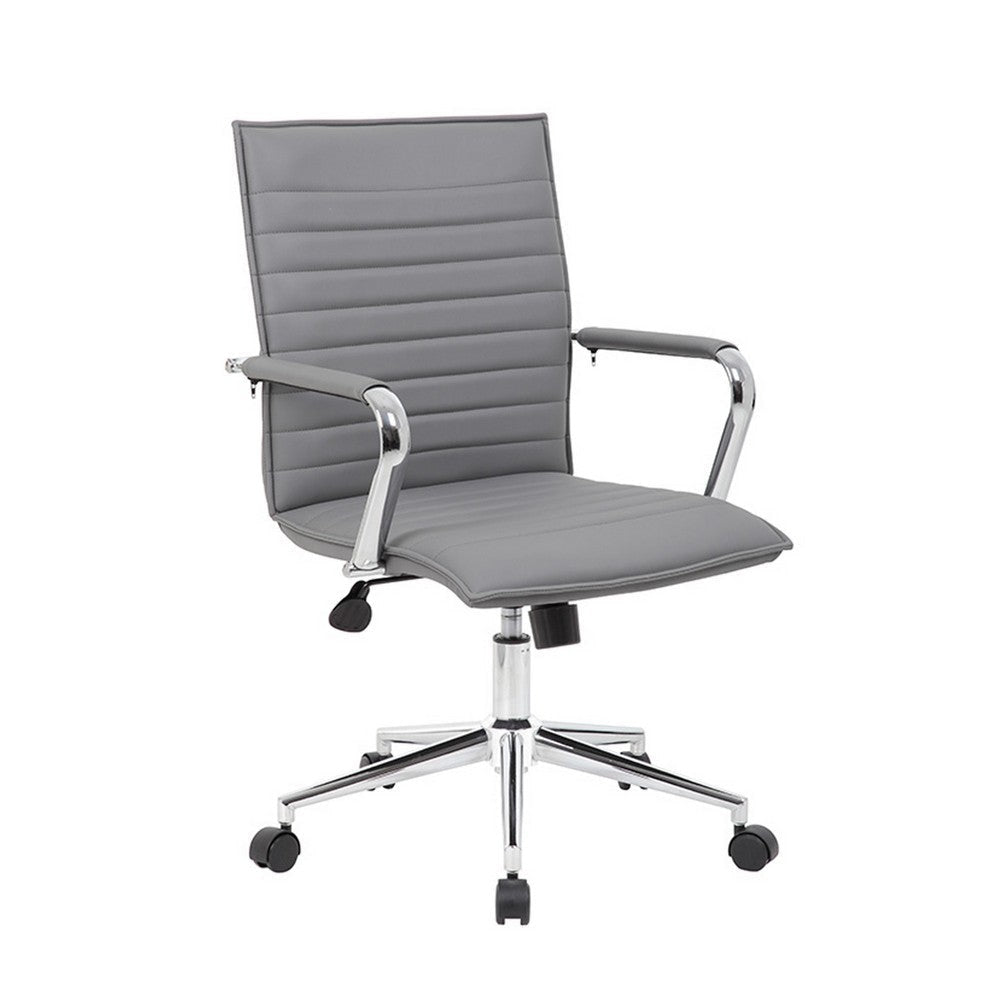 Kenny Commercial Grade Chair w Chrome Arms & Metal Base | Gray Vinyl BM340708