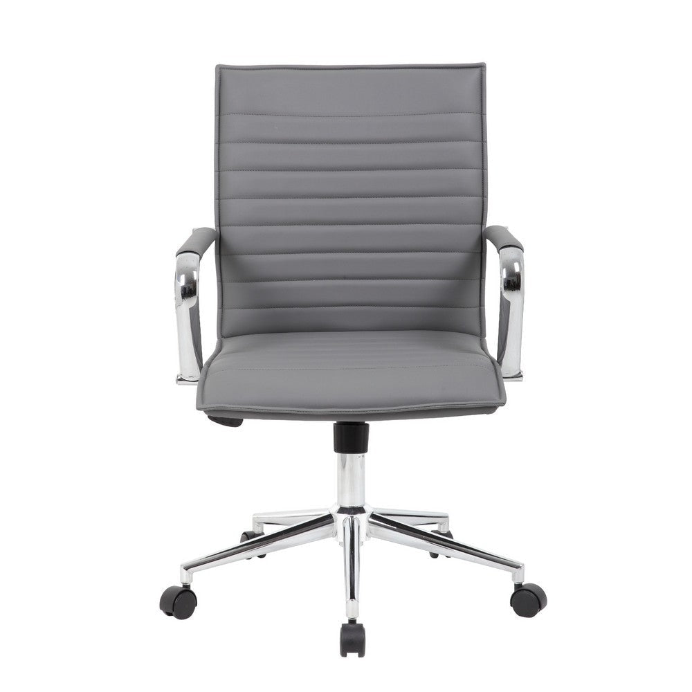 Kenny Commercial Grade Chair w Chrome Arms & Metal Base | Gray Vinyl BM340708