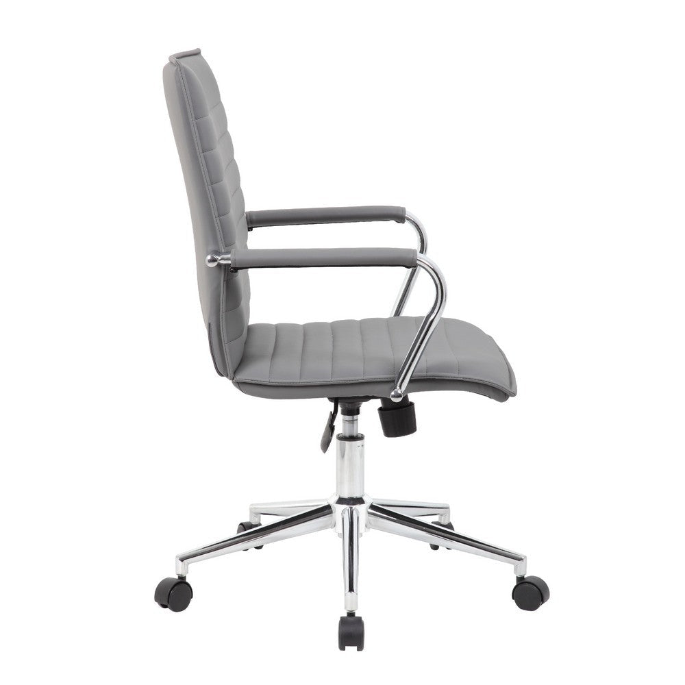 Kenny Commercial Grade Chair w Chrome Arms & Metal Base | Gray Vinyl BM340708