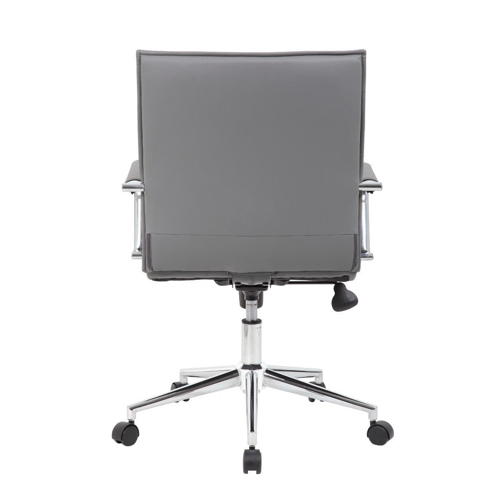 Kenny Commercial Grade Chair w Chrome Arms & Metal Base | Gray Vinyl BM340708