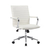 Kenny Commercial Grade Chair w Chrome Arms & Metal Base | White PU Vinyl BM340709