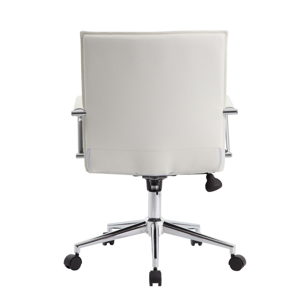 Kenny Commercial Grade Chair w Chrome Arms & Metal Base | White PU Vinyl BM340709