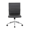 Haily Rolling Armless Commercial Grade Chair w Chrome Base | Black Vinyl BM340710