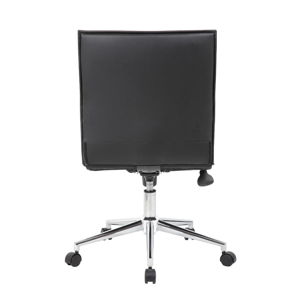 Haily Rolling Armless Commercial Grade Chair w Chrome Base | Black Vinyl BM340710