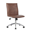 Haily Rolling Armless Commercial Grade Chair w Chrome Base | Brown Vinyl BM340711