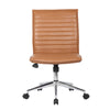 Haily Rolling Armless Chair w Chrome Base | Caramel Brown Vinyl BM340712