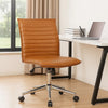 Haily Rolling Armless Chair w Chrome Base | Caramel Brown Vinyl BM340712