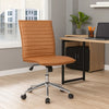 Haily Rolling Armless Chair w Chrome Base | Caramel Brown Vinyl BM340712