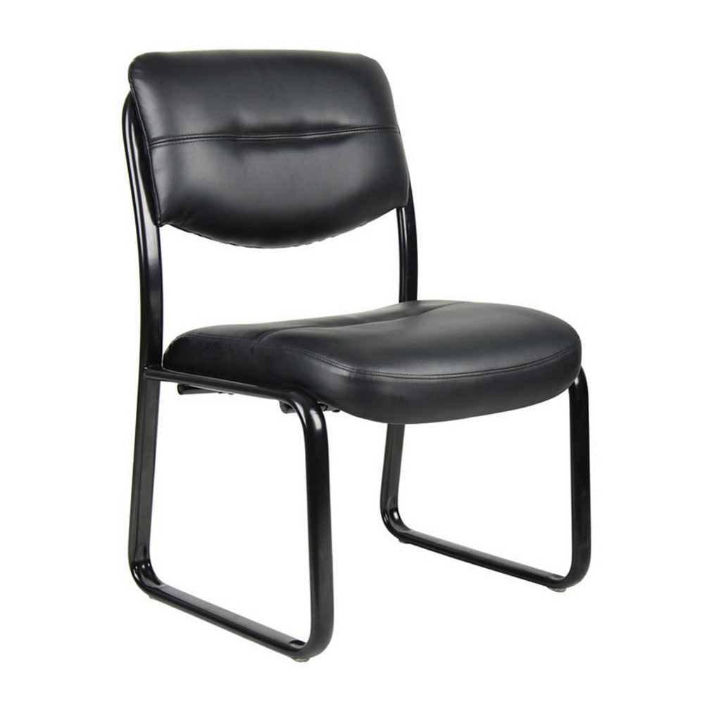 Eve Side Chair w Sled Base | Steel Frame | Black Faux Leather BM340713