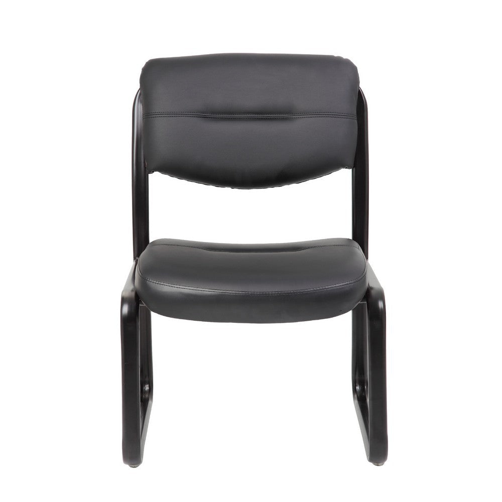 Eve Side Chair w Sled Base | Steel Frame | Black Faux Leather BM340713