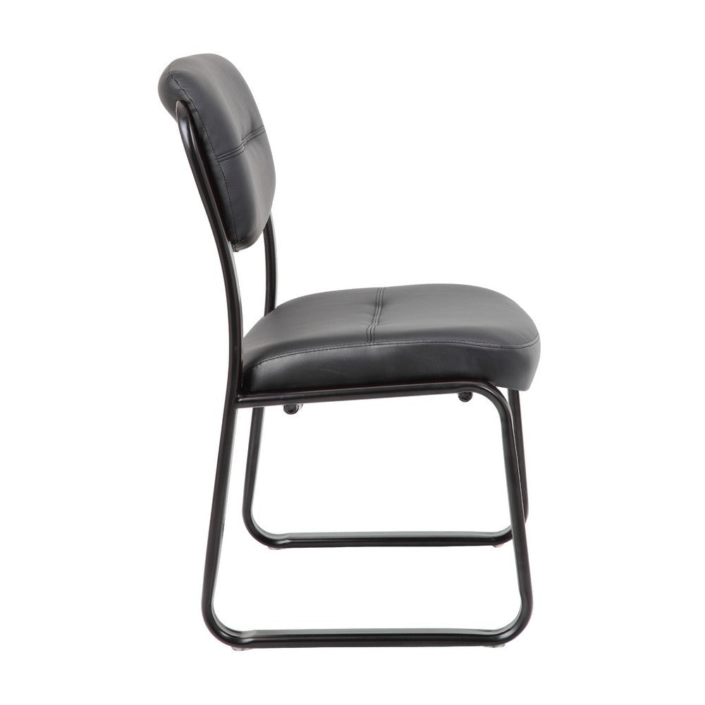Eve Side Chair w Sled Base | Steel Frame | Black Faux Leather BM340713