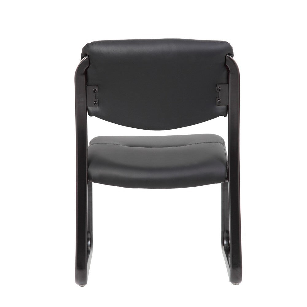 Eve Side Chair w Sled Base | Steel Frame | Black Faux Leather BM340713
