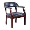 Elon Guest Chair w Brass Nailhead Trim | Mahogany Wood | Blue Vinyl BM340714
