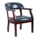 Elon Guest Chair w Brass Nailhead Trim | Mahogany Wood | Blue Vinyl BM340714