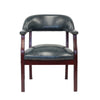 Elon Guest Chair w Brass Nailhead Trim | Mahogany Wood | Blue Vinyl BM340714