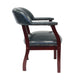 Elon Guest Chair w Brass Nailhead Trim | Mahogany Wood | Blue Vinyl BM340714