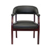 Elon Guest Chair w Brass Nailhead Trim | Mahogany Wood | Black Caressoft BM340715