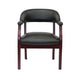 Elon Guest Chair w Brass Nailhead Trim | Mahogany Wood | Black Caressoft BM340715