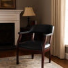 Elon Guest Chair w Brass Nailhead Trim | Mahogany Wood | Black Caressoft BM340715