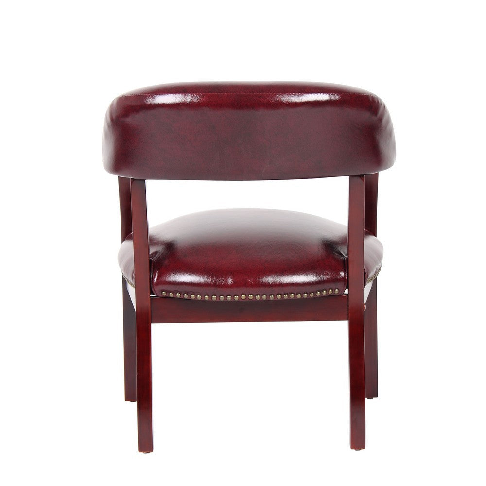 Elon Guest Chair | Brass Nailhead Trim | Mahogany | Burgundy Oxblood Vinyl BM340716
