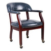 Anna Captain Chair | Brass Rivet Trim | Hooded Caster Wheels | Blue Vinyl BM340717
