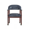 Anna Captain Chair | Brass Rivet Trim | Hooded Caster Wheels | Blue Vinyl BM340717