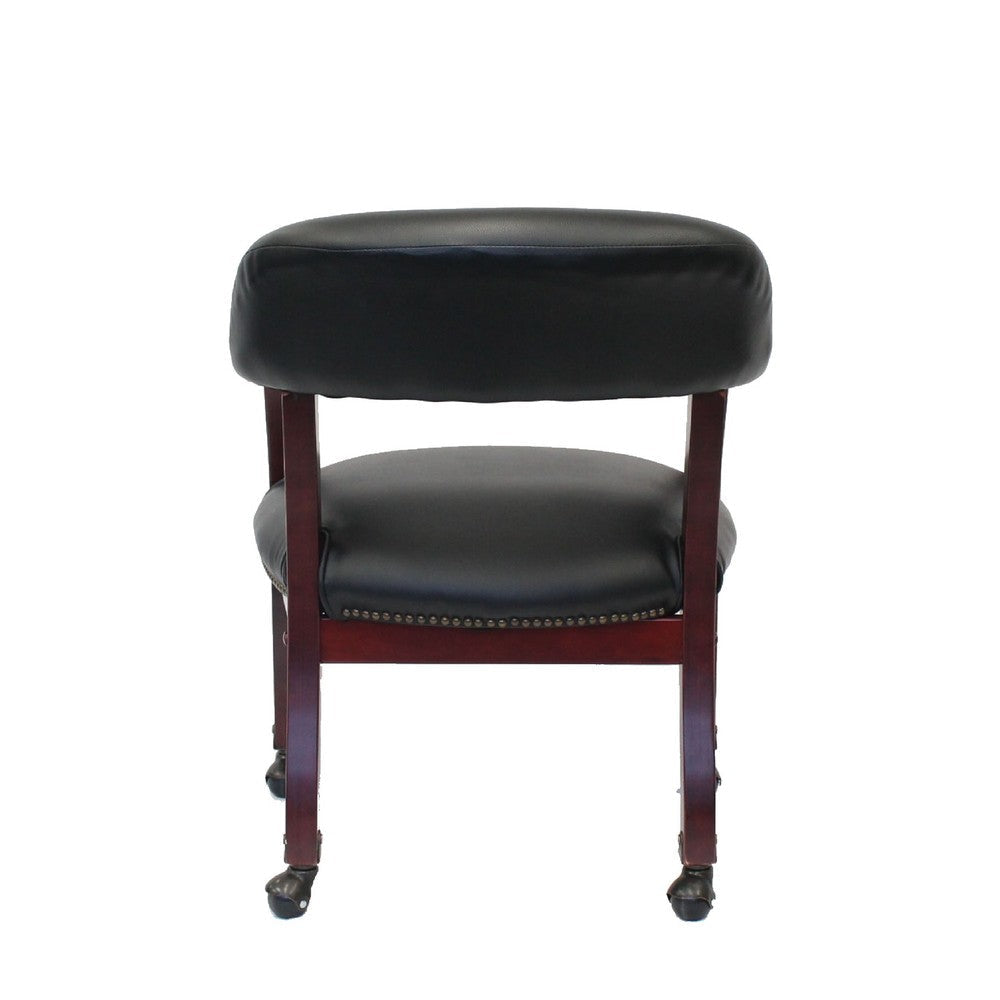 Anna Captain Chair | Brass Rivet Trim | Hooded Wheels | Black Caressoft BM340718