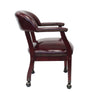 Anna Captain Chair | Nailhead Trim | Hooded Wheel | Burgundy Oxblood Vinyl BM340719