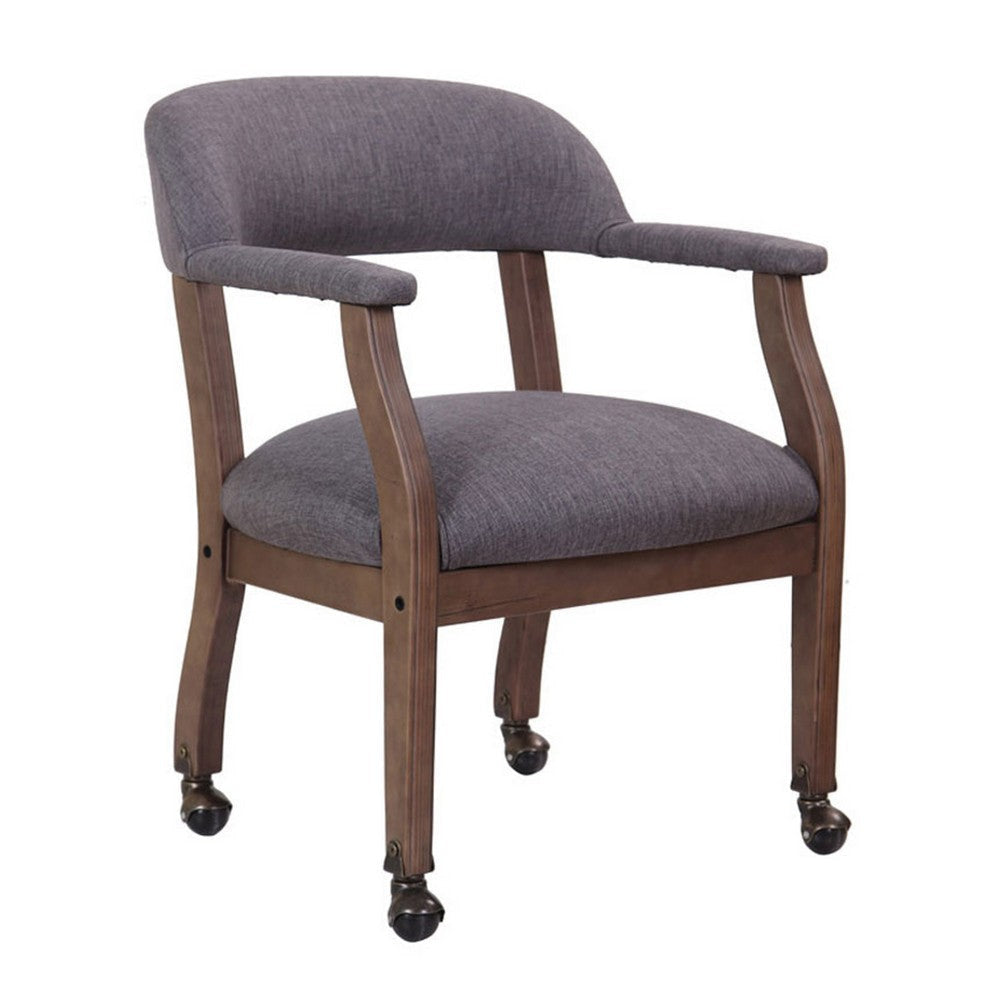 Anna Captain Chair | Driftwood Finish | Hooded Brass Casters | Gray Linen BM340720