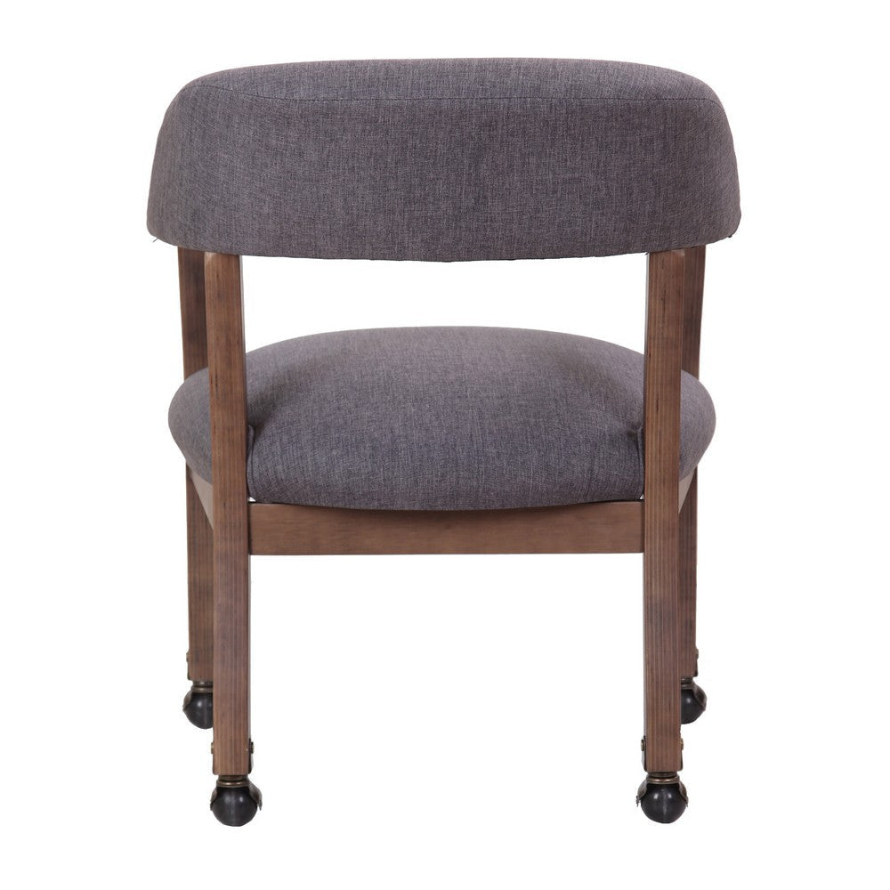 Anna Captain Chair | Driftwood Finish | Hooded Brass Casters | Gray Linen BM340720