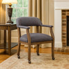 Anna Captain Chair | Driftwood Finish | Hooded Brass Casters | Gray Linen BM340720