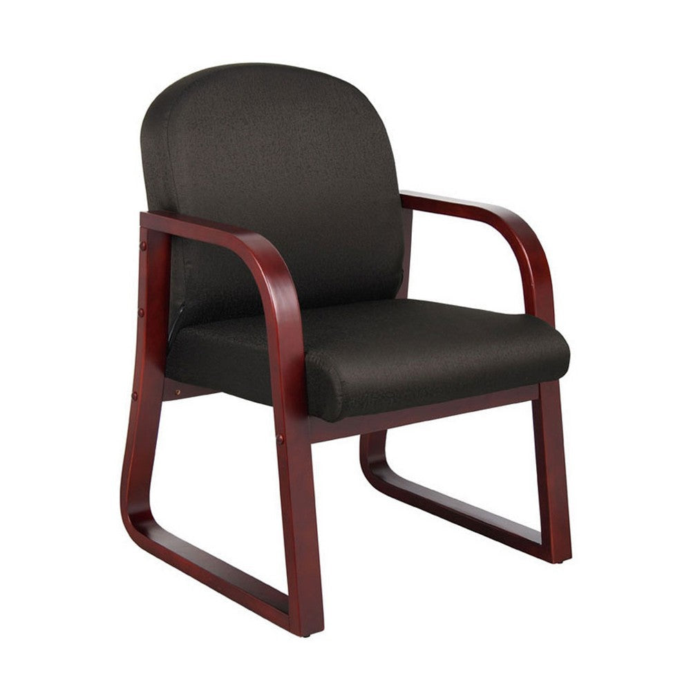 Cain Guest Chair w Molded Mahogany Wood Frame | Black Task Fabric BM340721