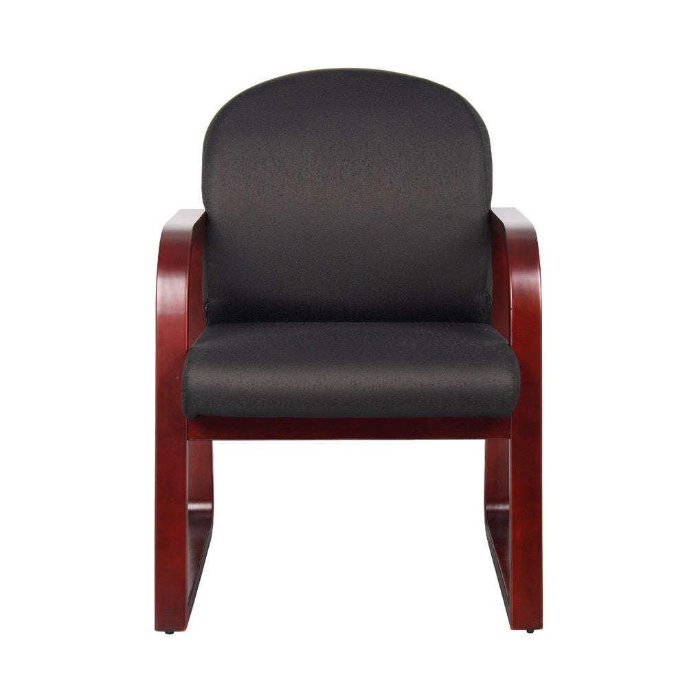 Cain Guest Chair w Molded Mahogany Wood Frame | Black Task Fabric BM340721
