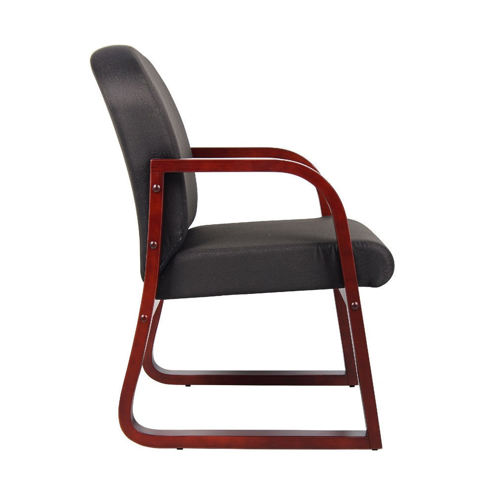 Cain Guest Chair w Molded Mahogany Wood Frame | Black Task Fabric BM340721