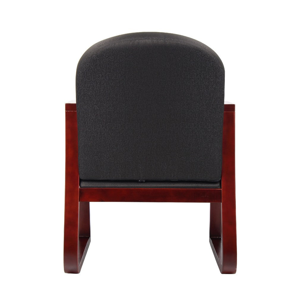 Cain Guest Chair w Molded Mahogany Wood Frame | Black Task Fabric BM340721