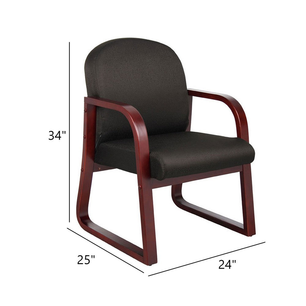Cain Guest Chair w Molded Mahogany Wood Frame | Black Task Fabric BM340721