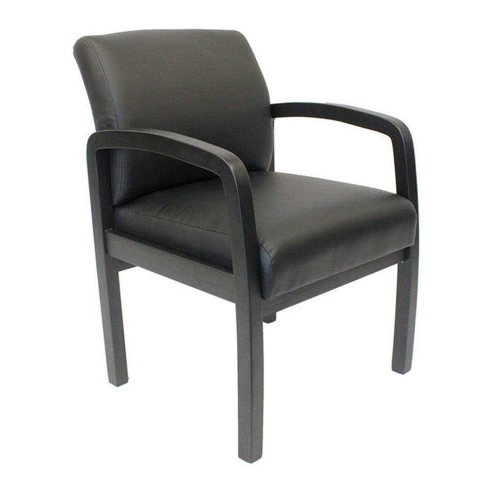 Gary NTR Guest Chair w Black Wood Frame | Black Antimicrobial Vinyl BM340722