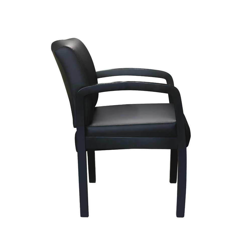Gary NTR Guest Chair w Black Wood Frame | Black Antimicrobial Vinyl BM340722