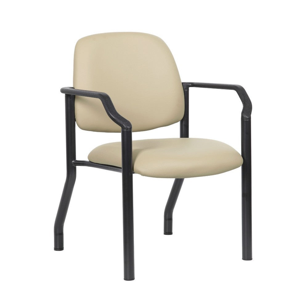 Theo Guest Chair w Modern Steel Frame | Beige Antimicrobial Vinyl BM340724