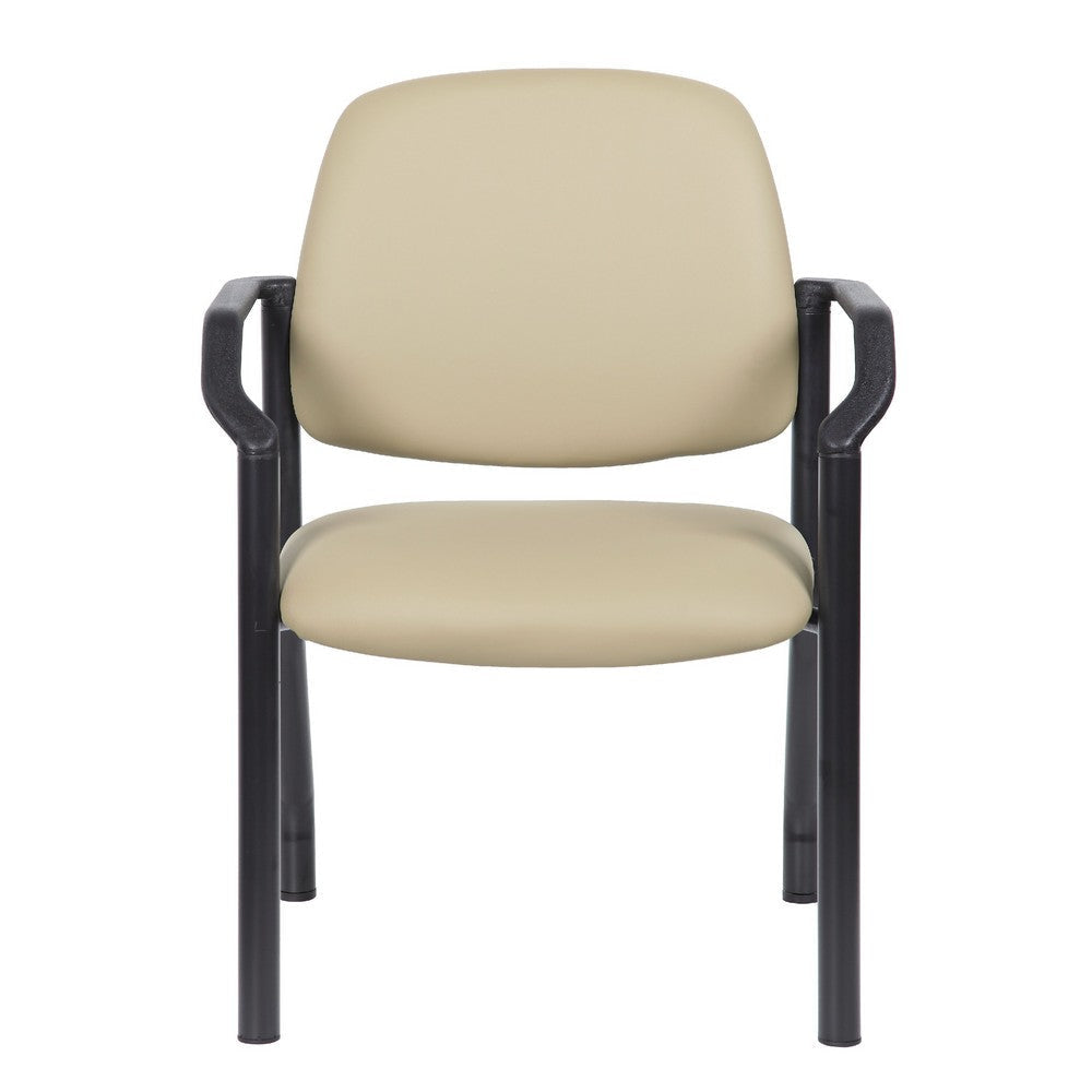 Theo Guest Chair w Modern Steel Frame | Beige Antimicrobial Vinyl BM340724
