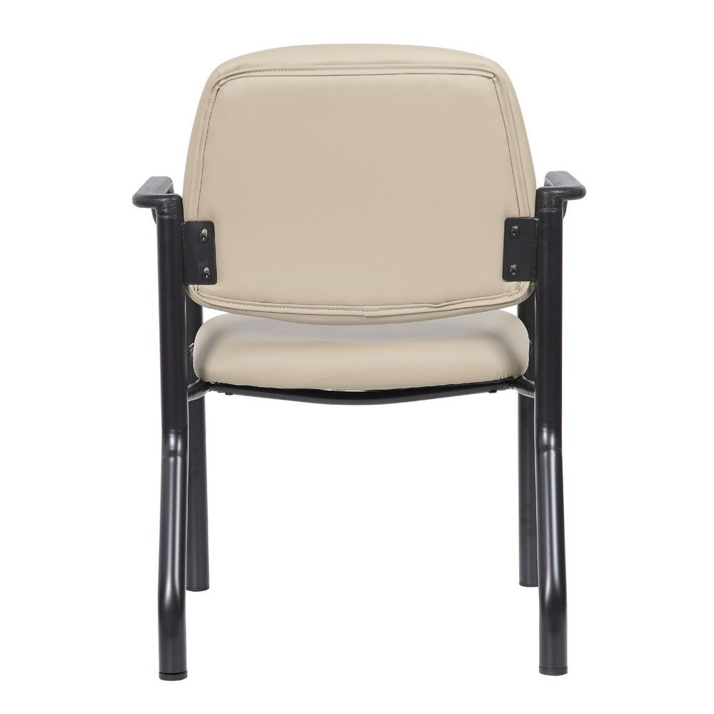 Theo Guest Chair w Modern Steel Frame | Beige Antimicrobial Vinyl BM340724